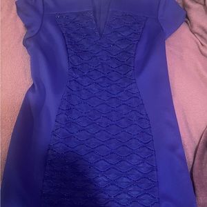 Blue dress, to the knees